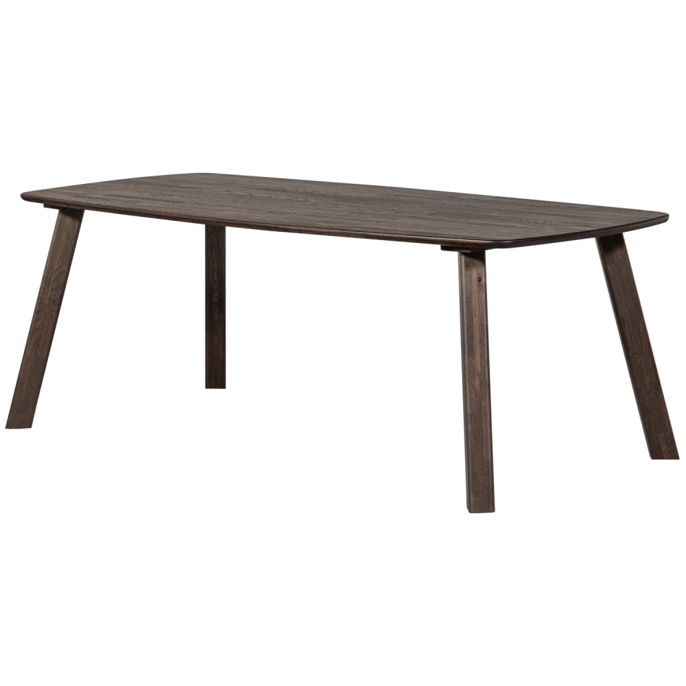 Table à manger en bois de chêne 6 personnes marron foncé