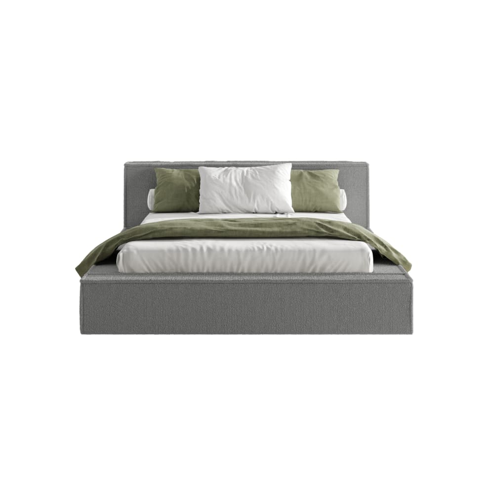 Lit rembourré en tissu - gris