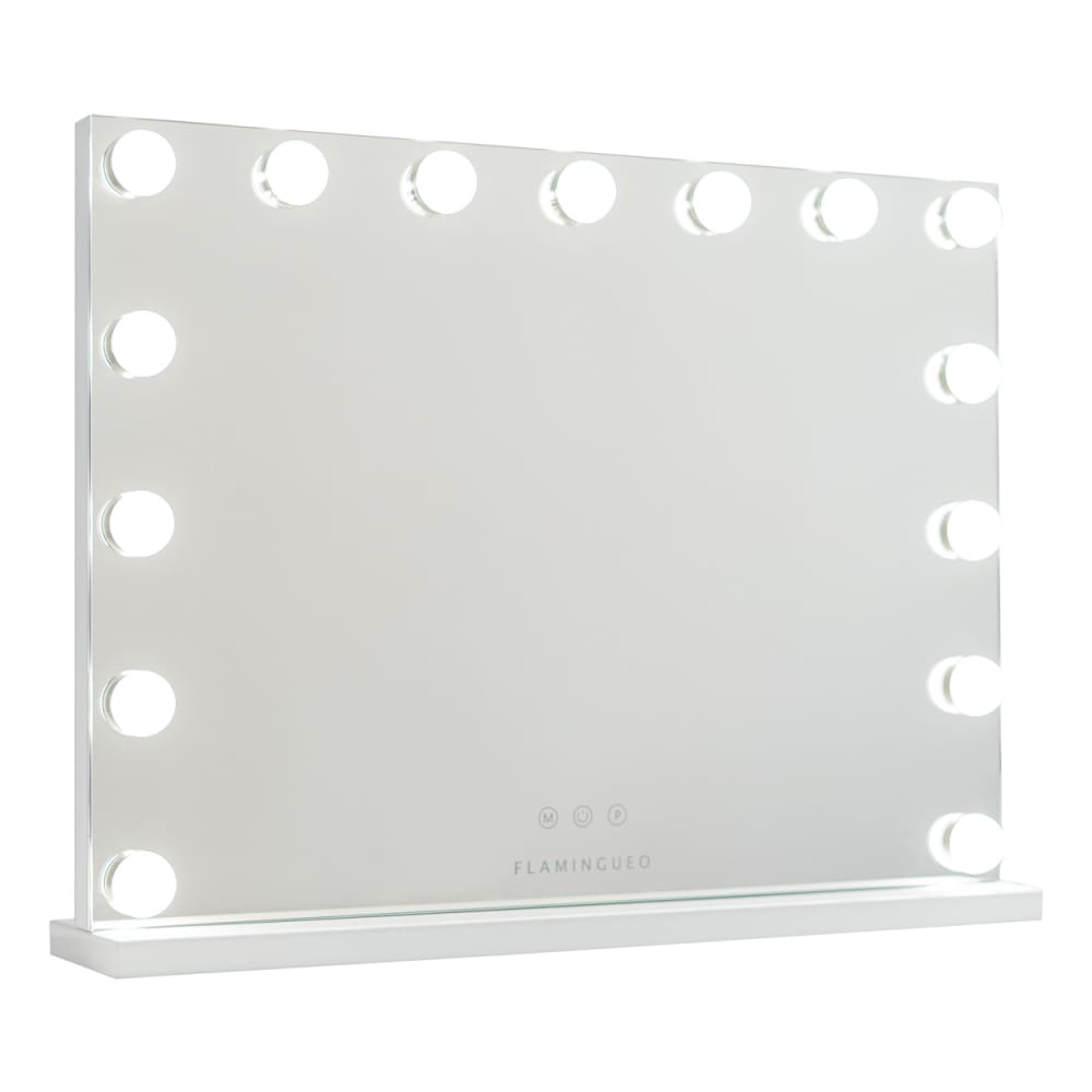 Flamingueo Schminkspiegel mit Licht 15 Led Metall 58x43x12cm, Weiß style modern Weiß Metall