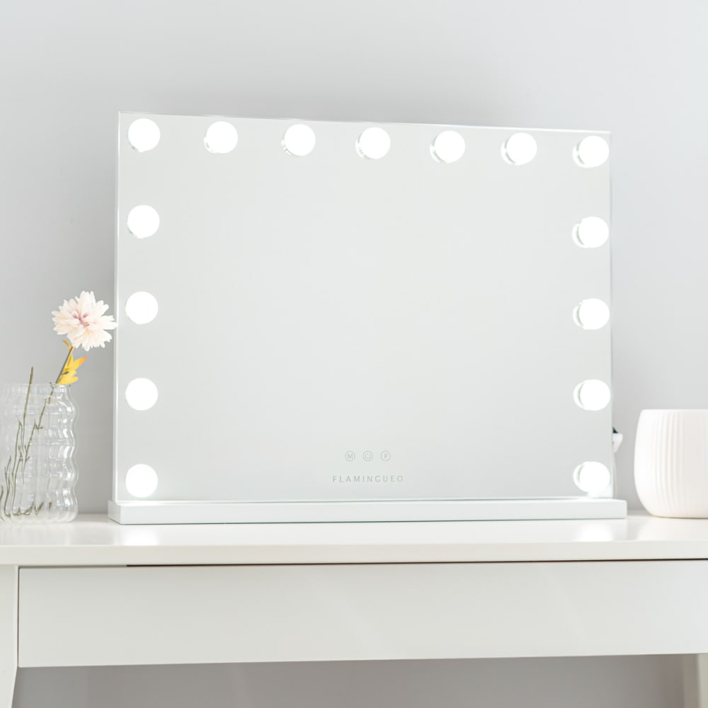Miroir de maquillage 15 led métal 58x43x12cm blanc - Maisons du Monde