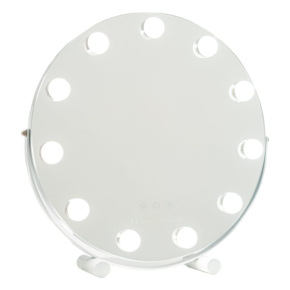 Flamingueo Runder Schminkspiegel 11 Led Metall 42,5x42x10cm, Weiß style modern Weiß Metall