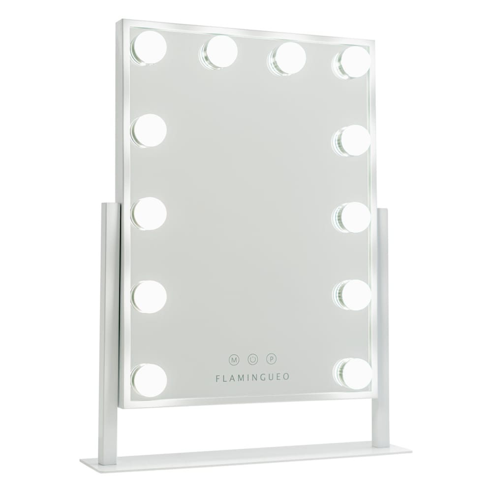 Flamingueo Schminkspiegel 12 Led Metall 36,5x47,5x7,5cm, Weiß style modern Weiß Metall