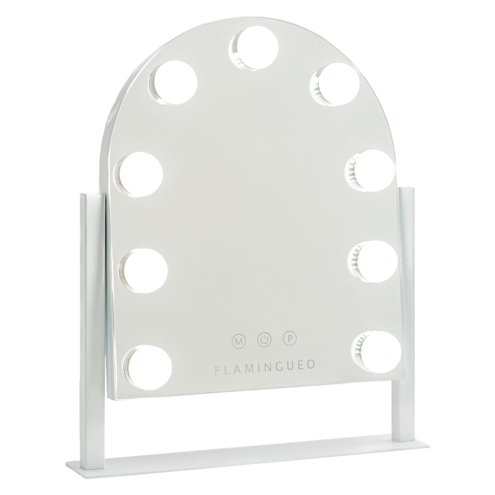 Flamingueo Gewölbter Schminkspiegel 9 Led Metall 30,5x36x6cm, Weiß style modern Weiß Metall