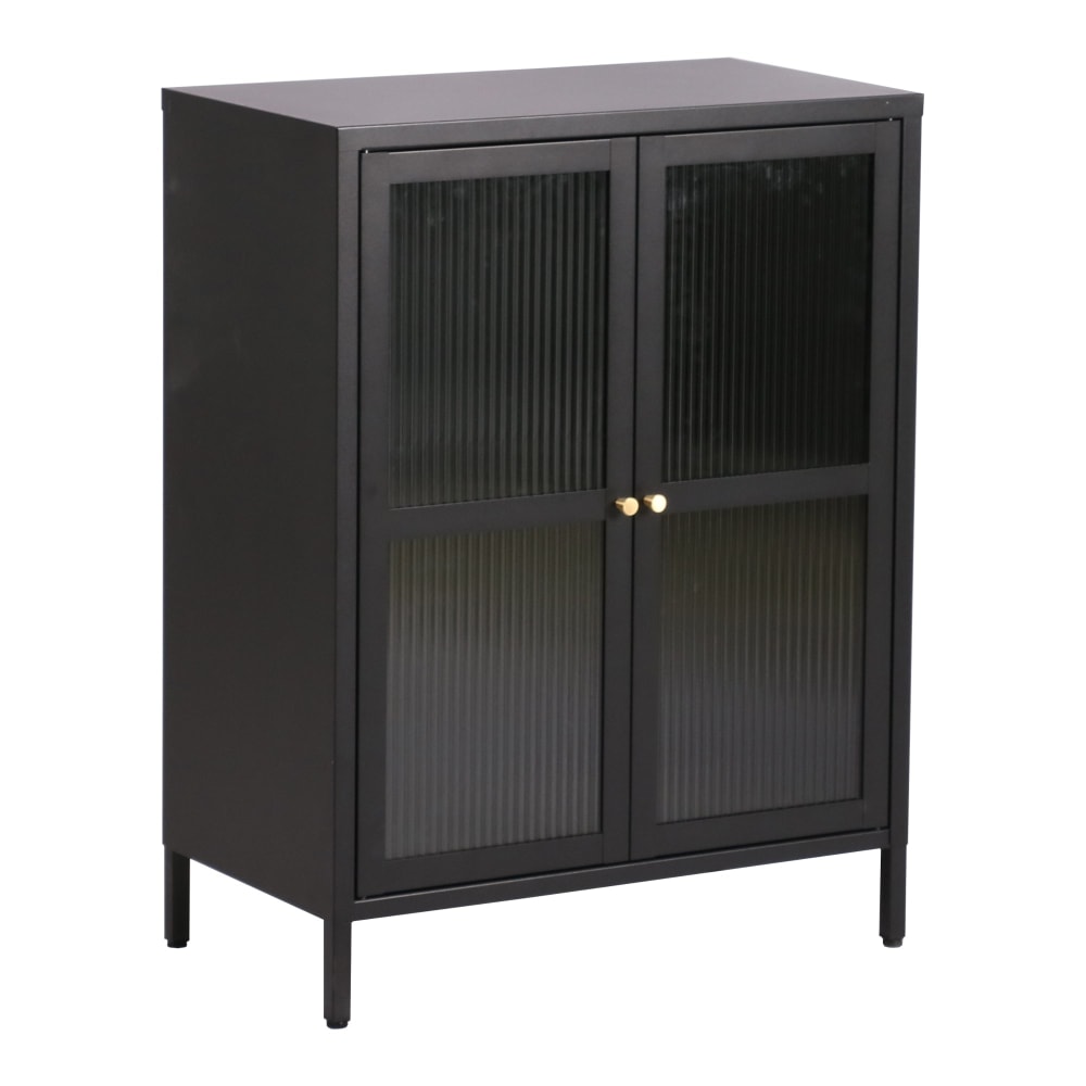 Buffet en acier et verre ondulé transparent 64 x 35 x 84 cm - Maisons du Monde