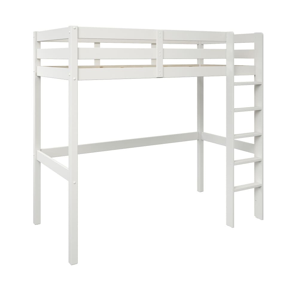 Lit mezzanine pin massif blanc 90x190