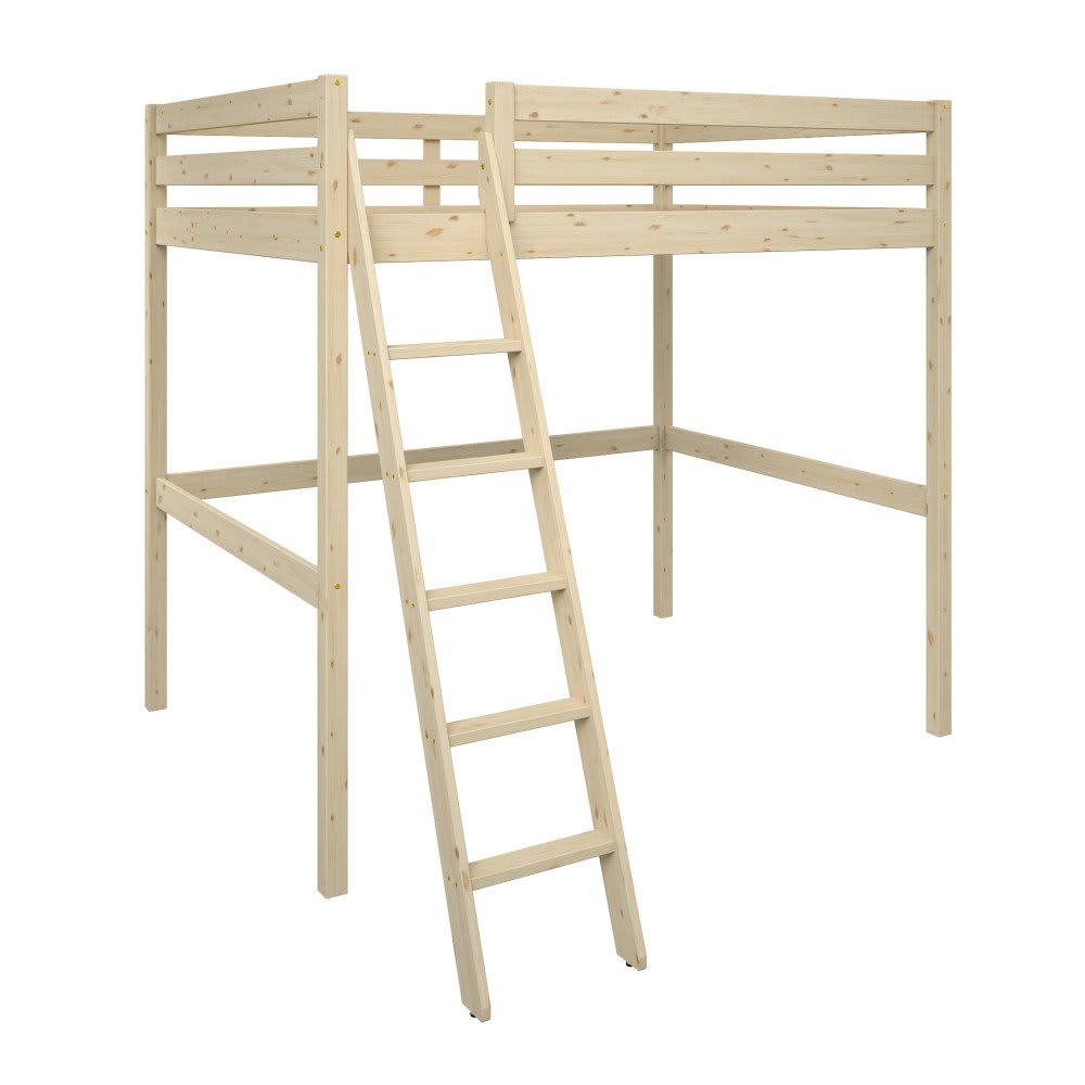 Lit mezzanine 2 places pin massif naturel 140x190