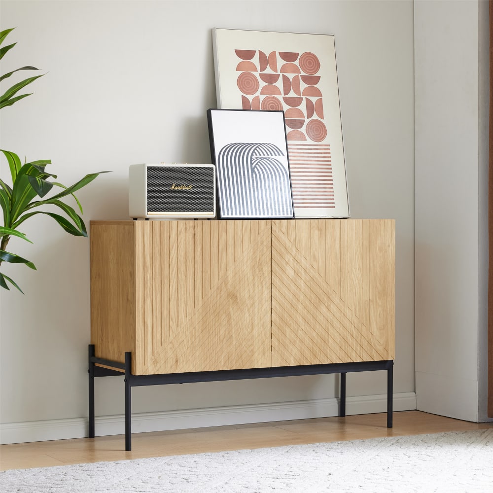 Sideboard mit 2 Türen und Metallbeinen, Beige - Maisons Du Monde