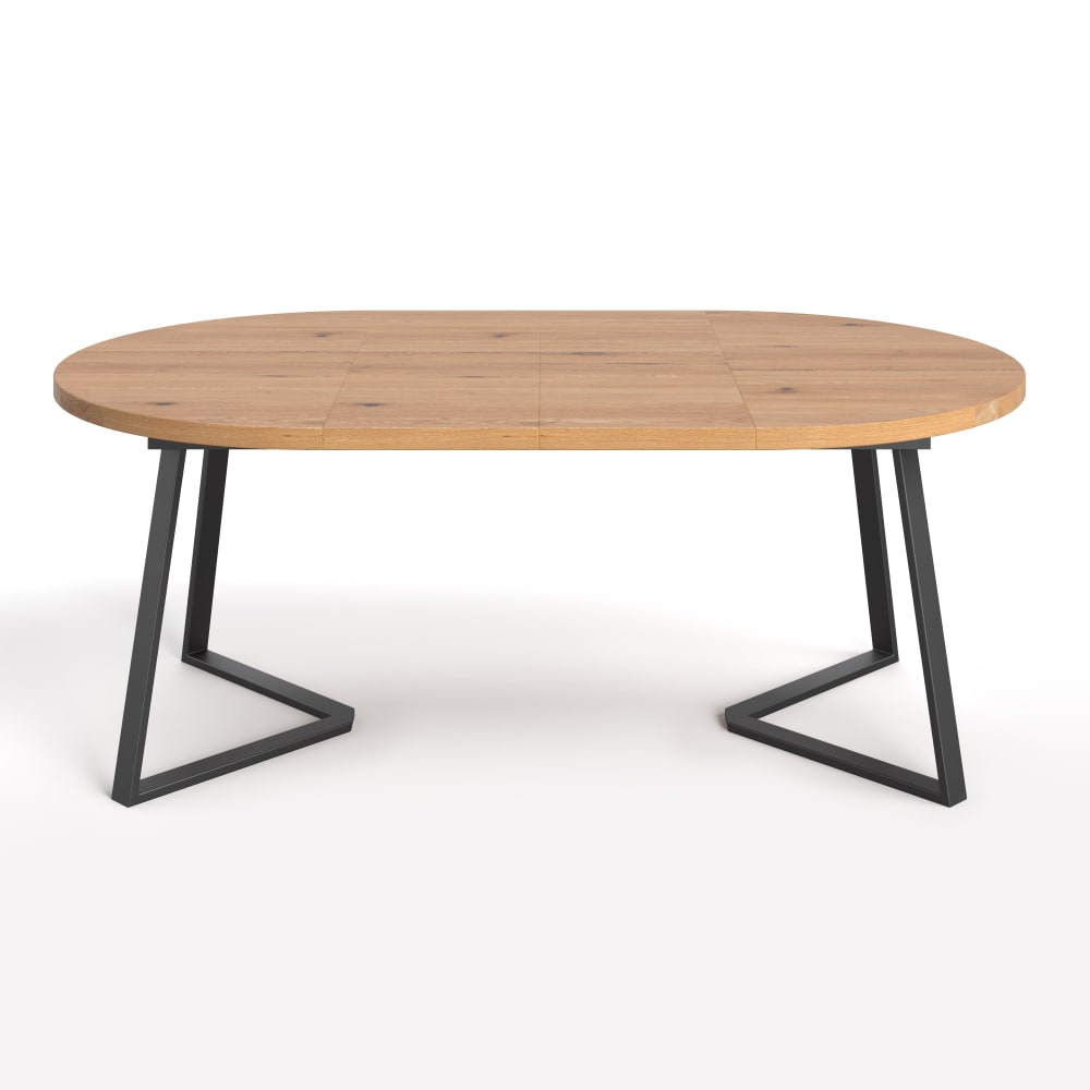 Danzz Ausziehbarer runder Tisch aus massivem Eichenholz 100 cm + 2x45 cm Braun