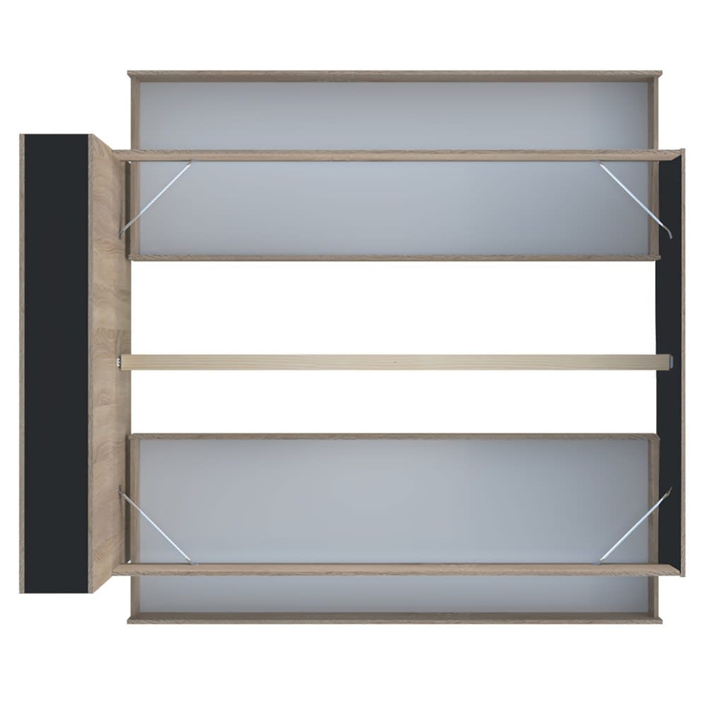 Weber industries Bett mit Schubladen und Regal, heller Holzeffekt und schwarz,140x190cm style modern - Spanplatte
