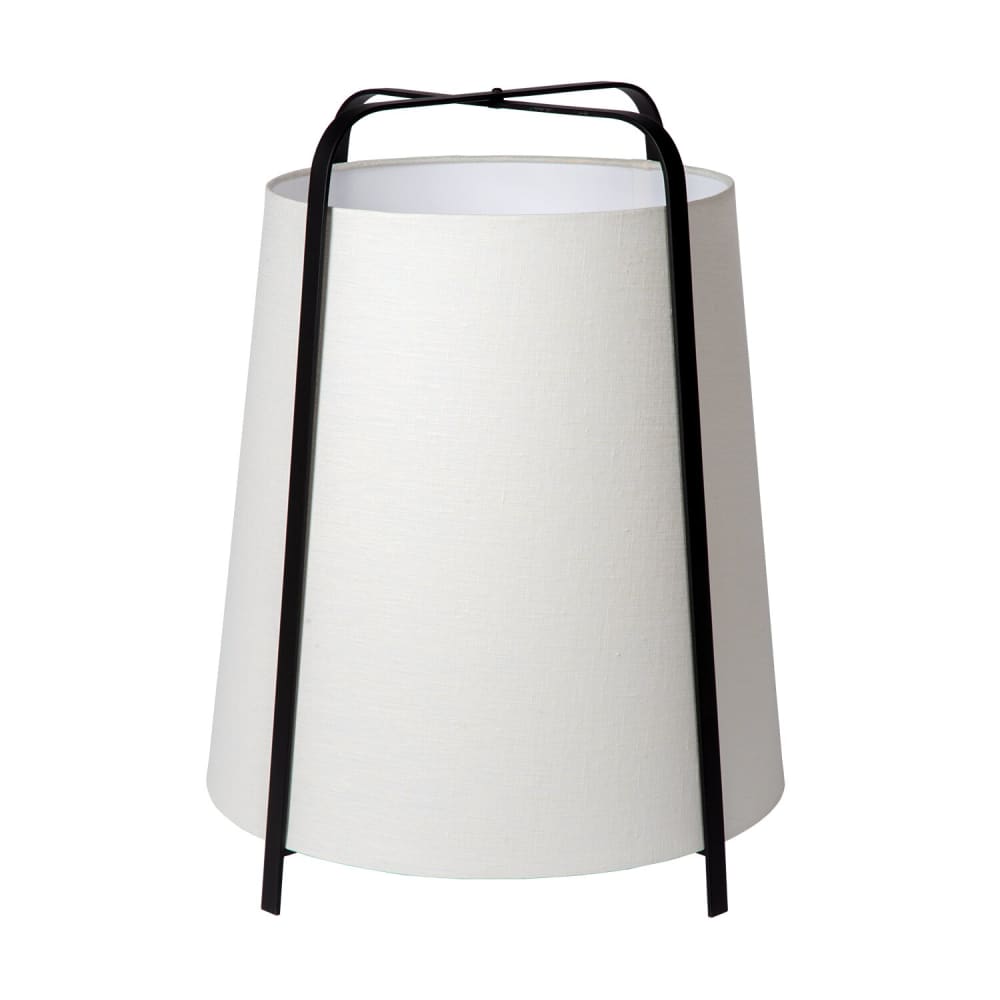 Lampadaire en lin et métal, rond, blanc — vue 4