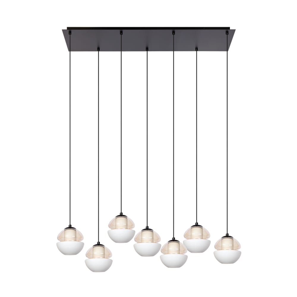 Lampe suspendue à 7 points lumineux, noir et blanc