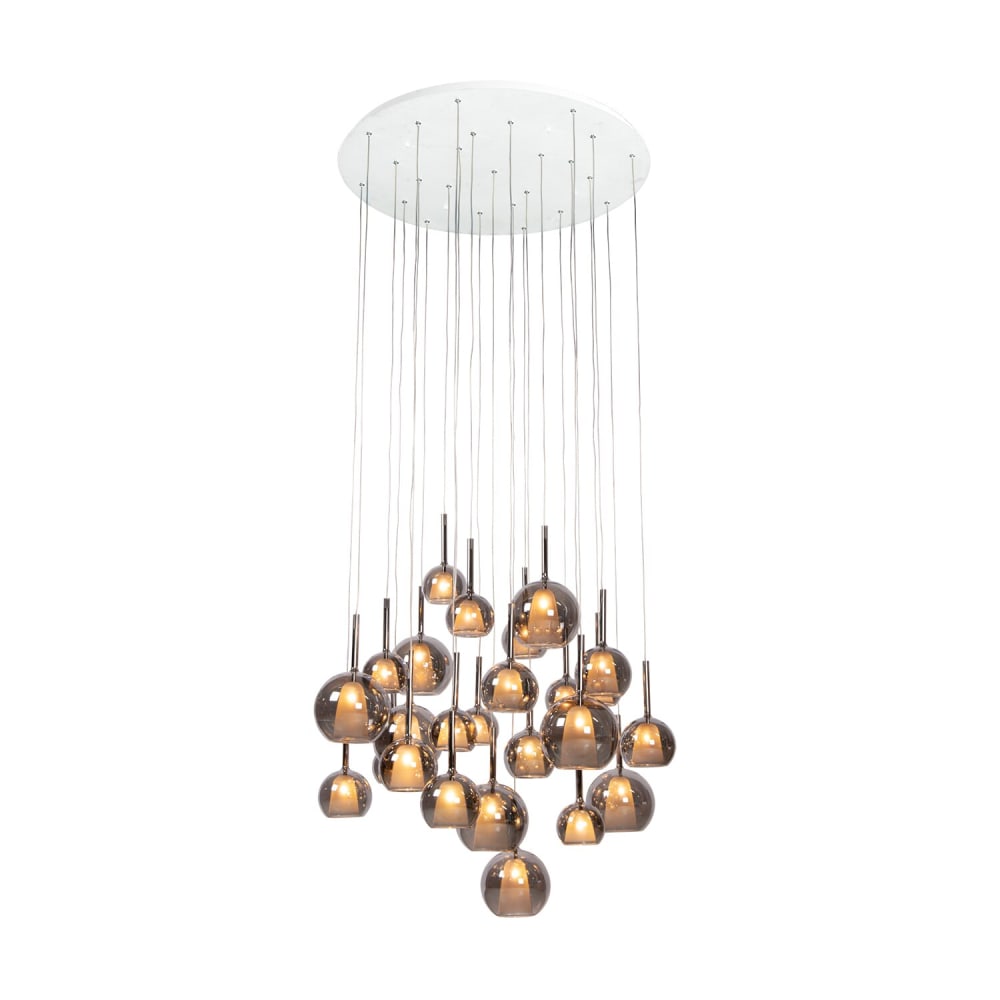 Atmooz Pendelleuchte aus Glas, 25 Lichtquellen, Weiß Weiß Metall