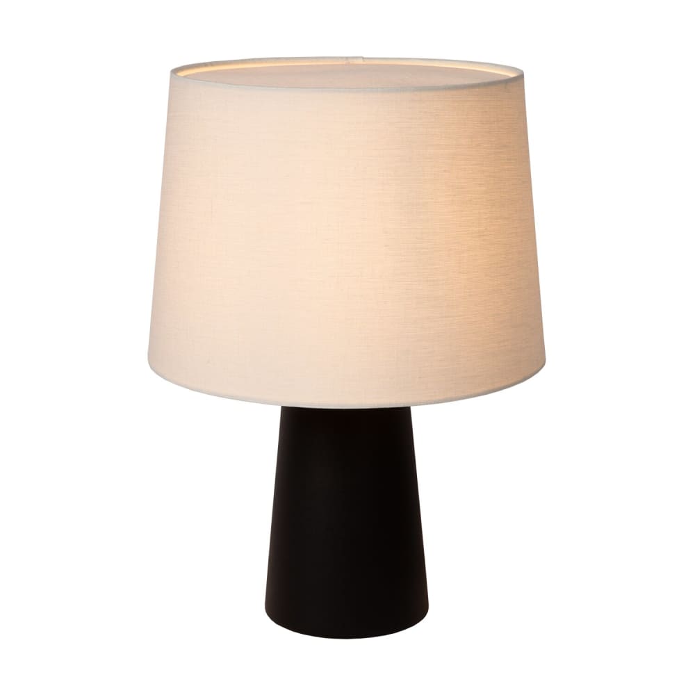 Atmooz Tischlampe aus Metall und Leinen, Schwarz und Weiß Weiß Metall