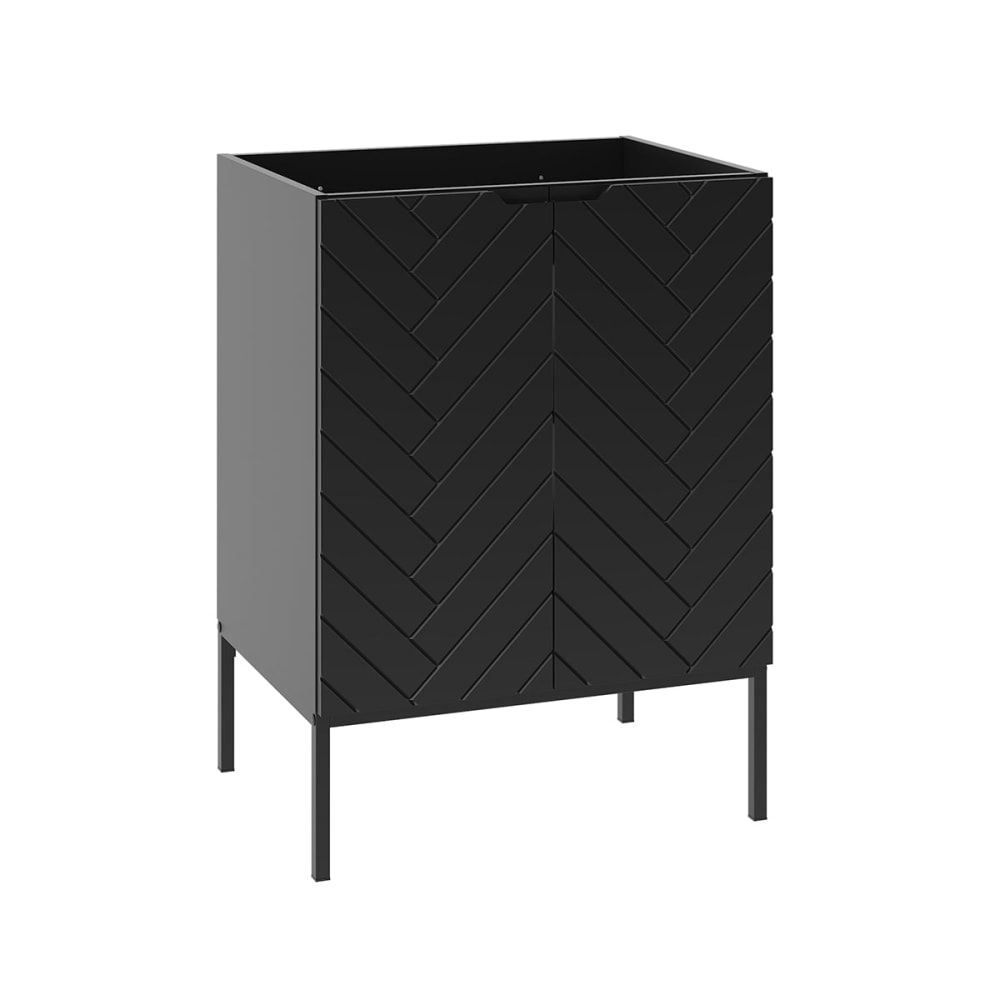 Petits meubles Meuble sous-vasque 60cm 2 portes sur panneaux mélaminé et mdf noir Noir Panneau De Particules - 60x82x46cm