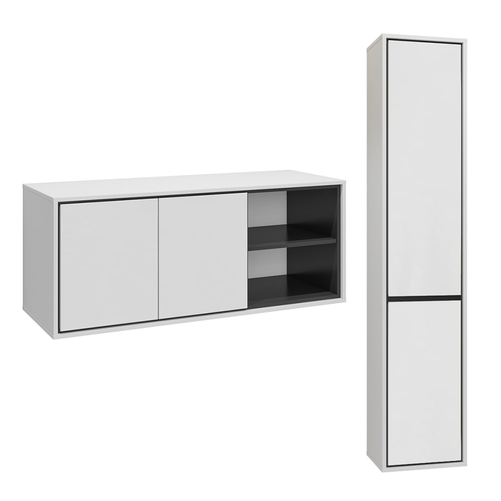 Ensemble meuble sous-vasque colonne stratifiés blanc