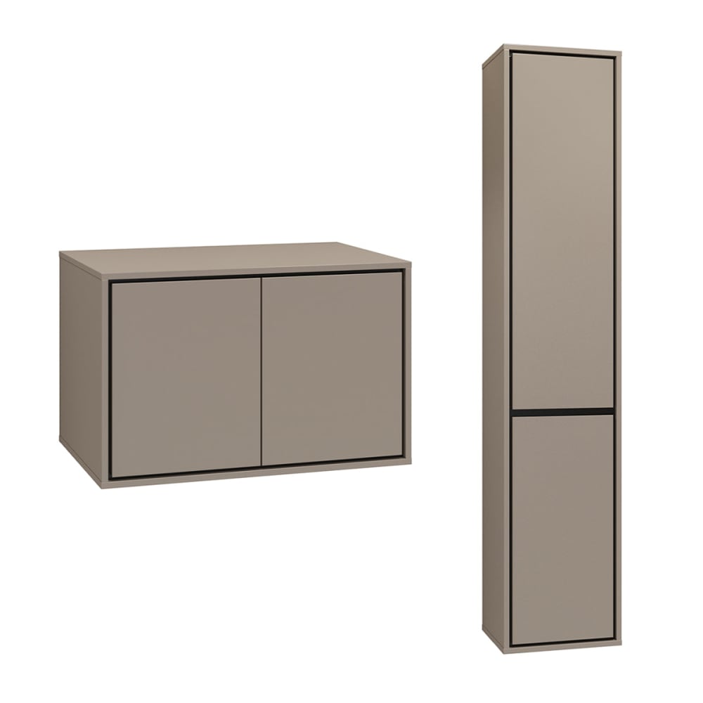 Petits meubles Ensemble meuble sous-vasque 80cm panneaux stratifiés taupe Taupe Panneau De Particules - 78x51x48cm