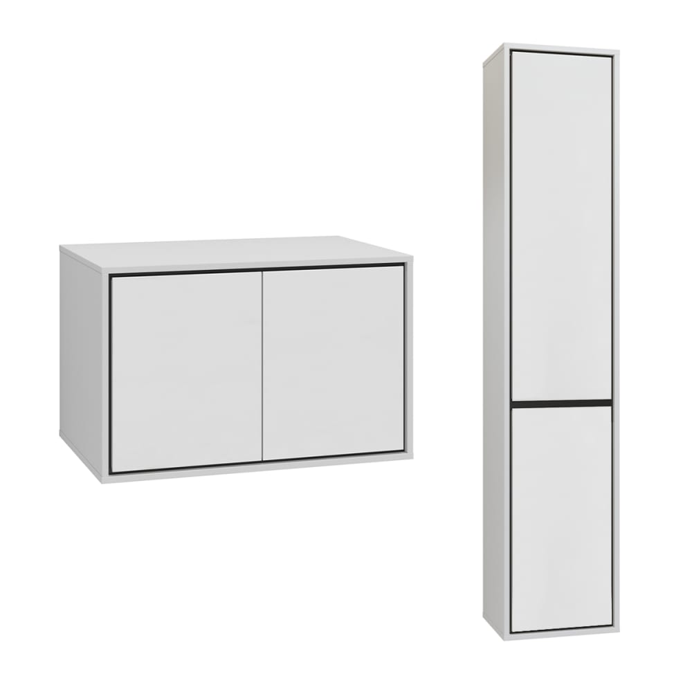 Ensemble meuble sous-vasque colonne stratifiés blanc