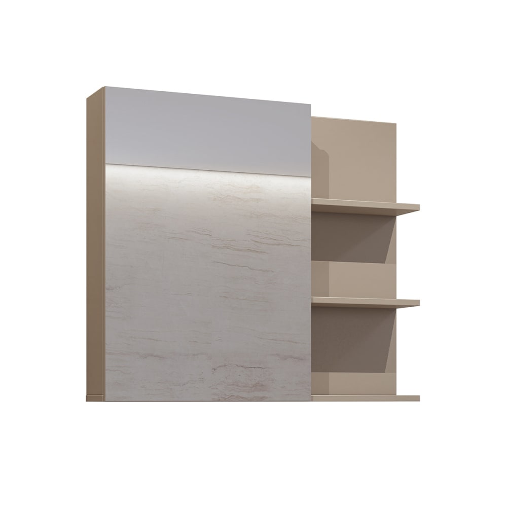 Petits meubles Hängeschrank 1 Tür Spiegel Laminierte Platten Taupe Taupe Spanplatte