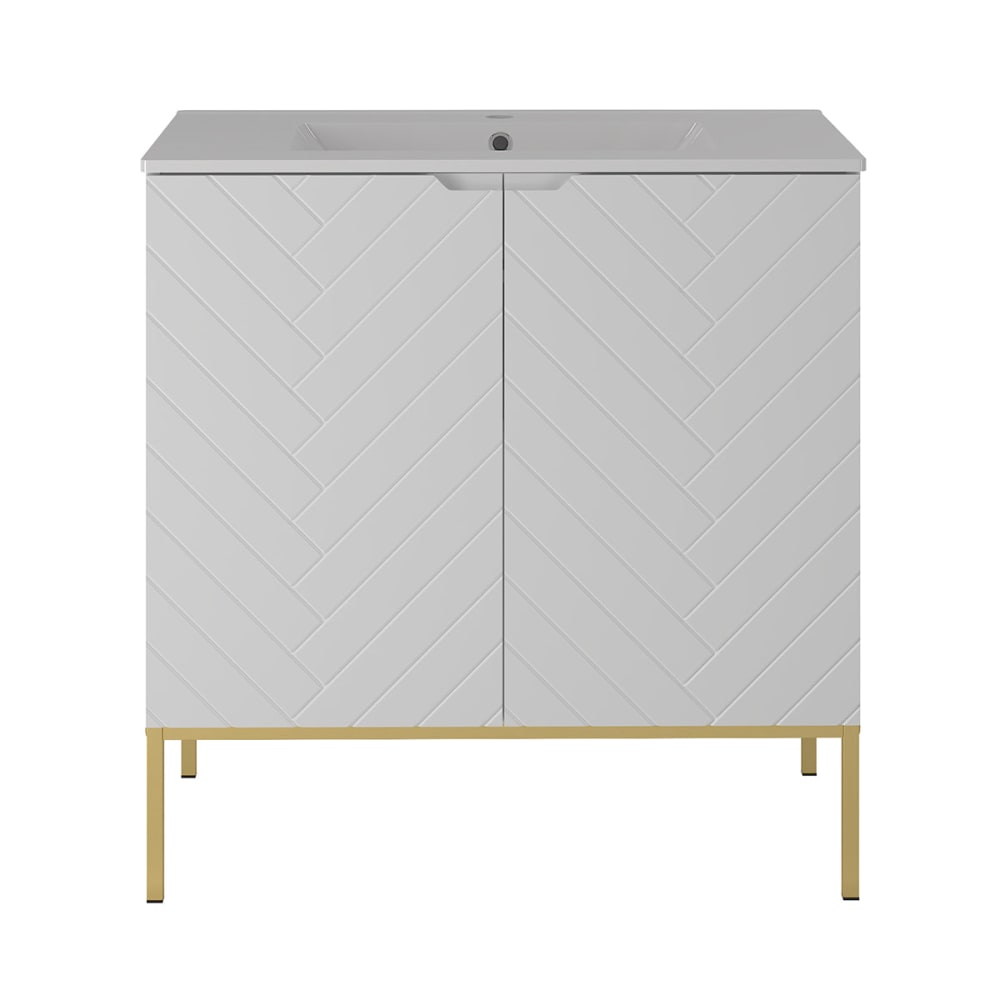 Meuble simple vasque encastrée 80cm panneaux mélaminé et mdf blanc - Maisons du Monde