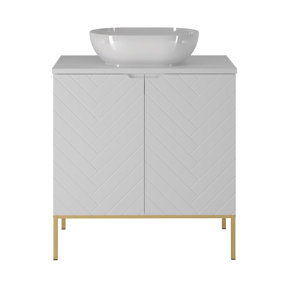 Meuble simple vasque 80cm 2 portes panneaux mélaminé et mdf blanc - Maisons du Monde