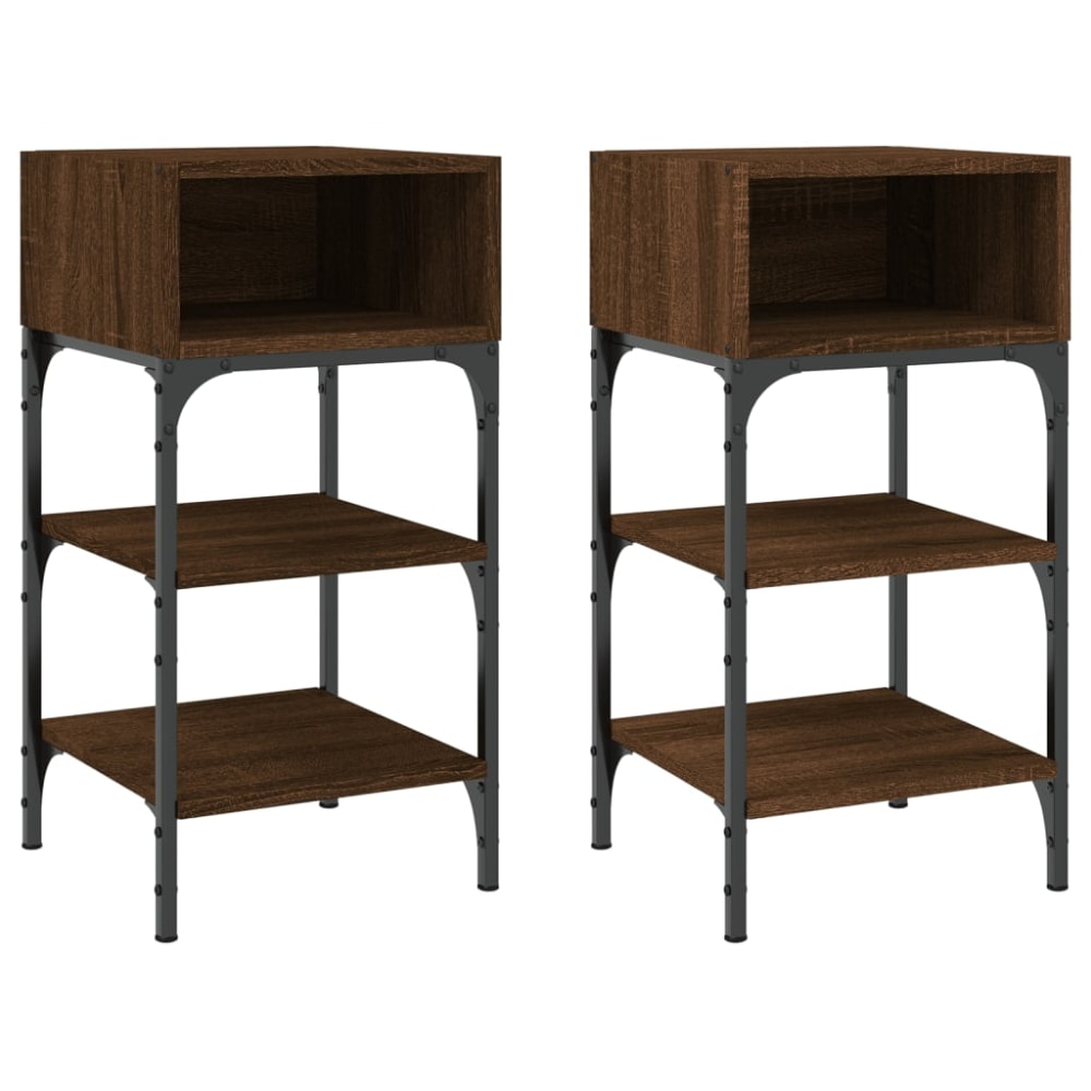 Lot de 2 tables de chevet en bois marron marron  35 x 34,5 x 70 cm