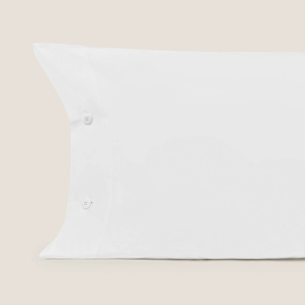 Funda de almohada satén 300 hilos color blanco. 45x110cm