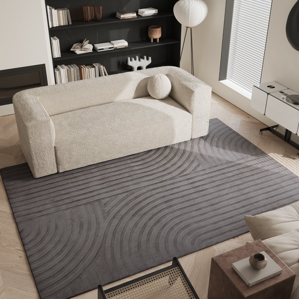 Tapis rectangulaire en viscose gris anthracite 300x200cm - Maisons du Monde