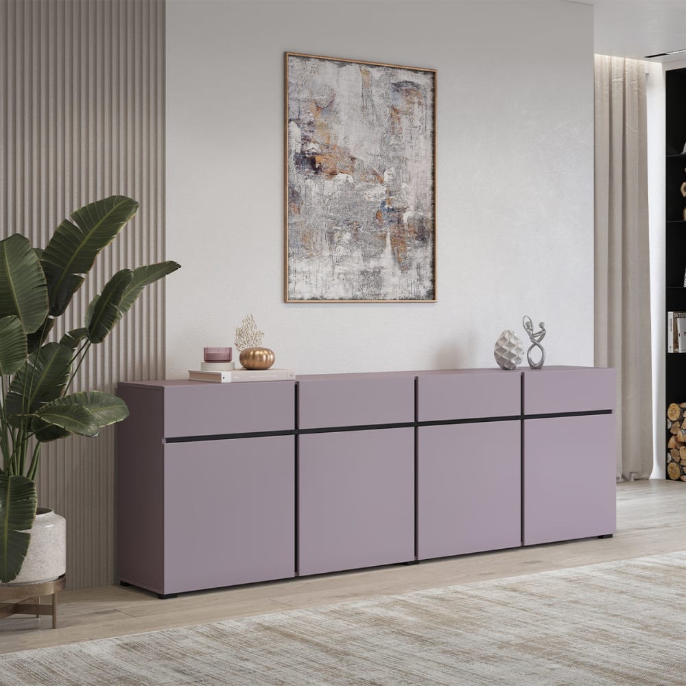 Buffet 4 portes 4 tiroirs panneaux stratifiés violet - Maisons du Monde