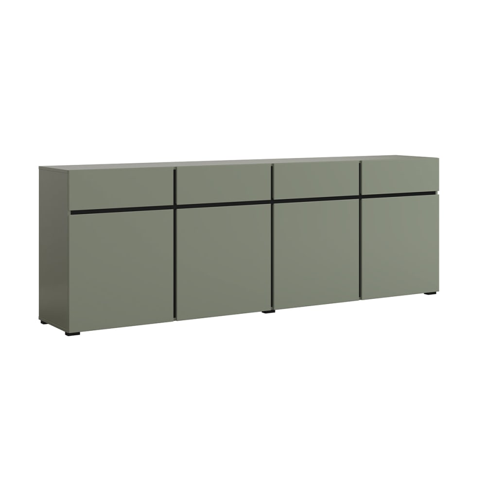Petits meubles Buffet 4 portes 4 tiroirs panneaux stratifiés vert Vert Panneau De Particules - 225x79x40cm