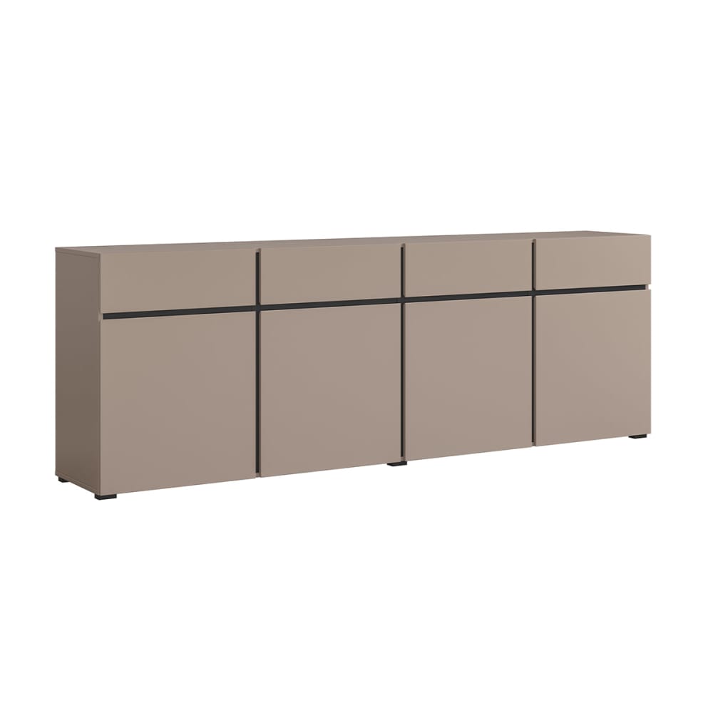 Petits meubles Sideboard 4 Türen 4 Schubladen Laminierte Platten Braun Taupe Spanplatte