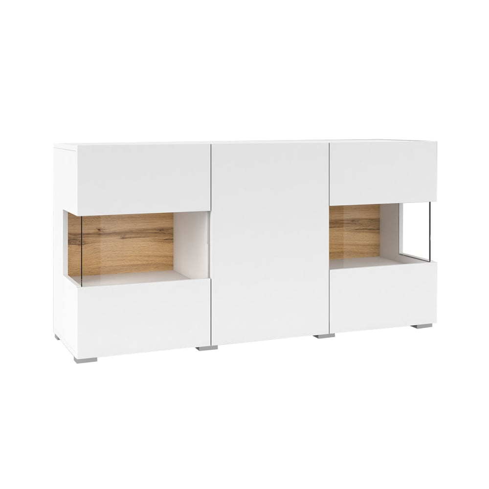Petits meubles 3-türiges Sideboard HDF Weiß Weiß Spanplatte