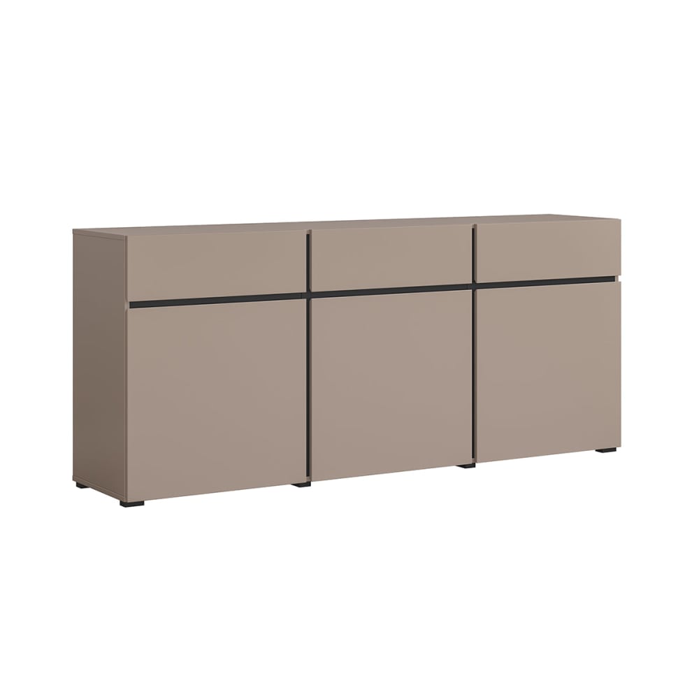 Petits meubles Sideboard 3 Türen 3 Schubladen Laminierte Platten Braun Braun Spanplatte