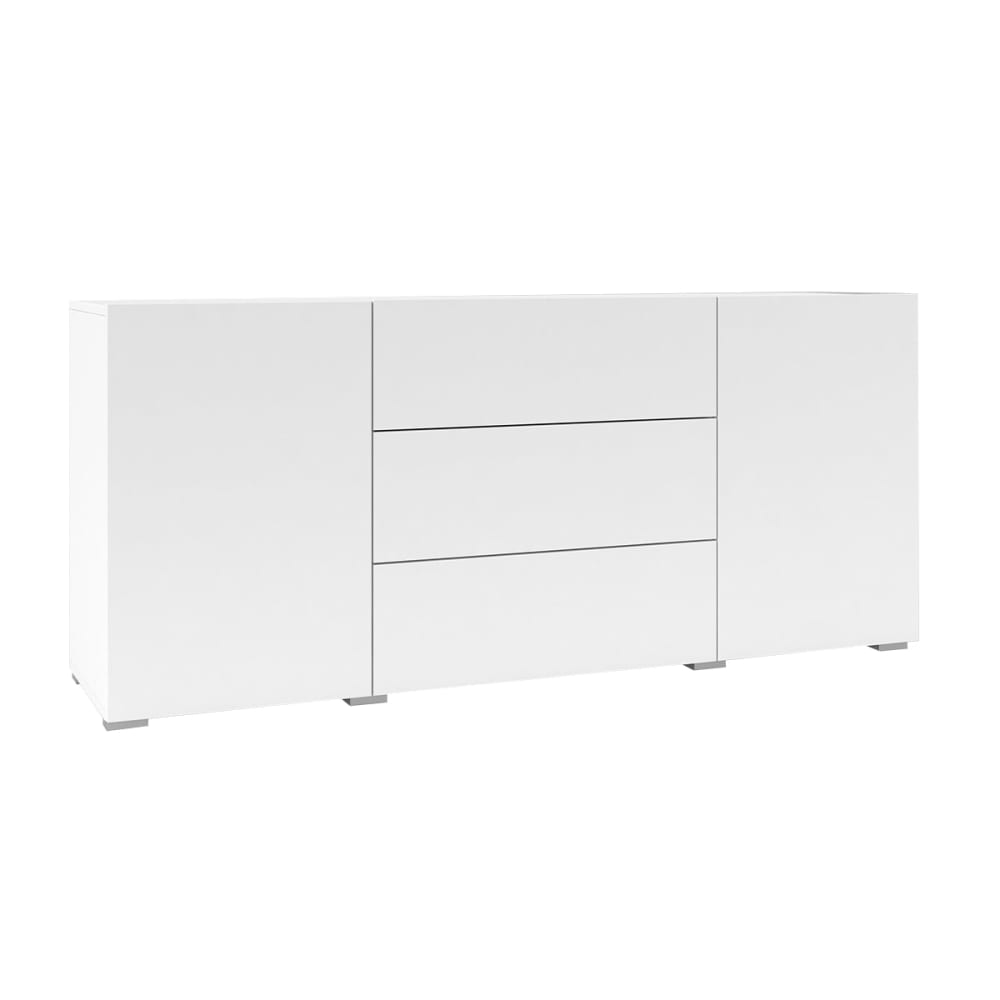 Petits meubles Buffet 2 portes 3 tiroirs panneaux hdf blanc Blanc Panneau De Particules - 140x63x35cm