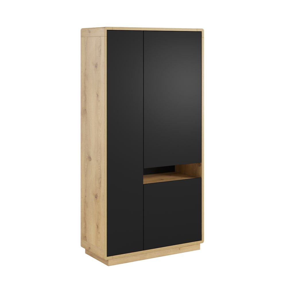 Armoire 3 portes stratifiés noir mat et beige