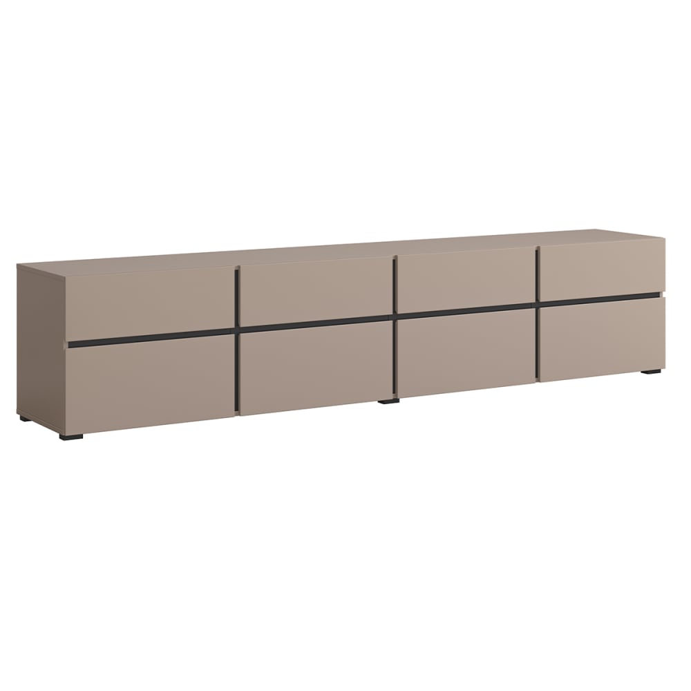 Meuble TV 4 portes 225 cm stratifiés taupe