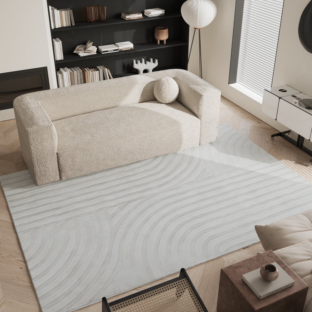 Tapis rectangulaire en viscose blanc cassé 300x200cm — vue 3