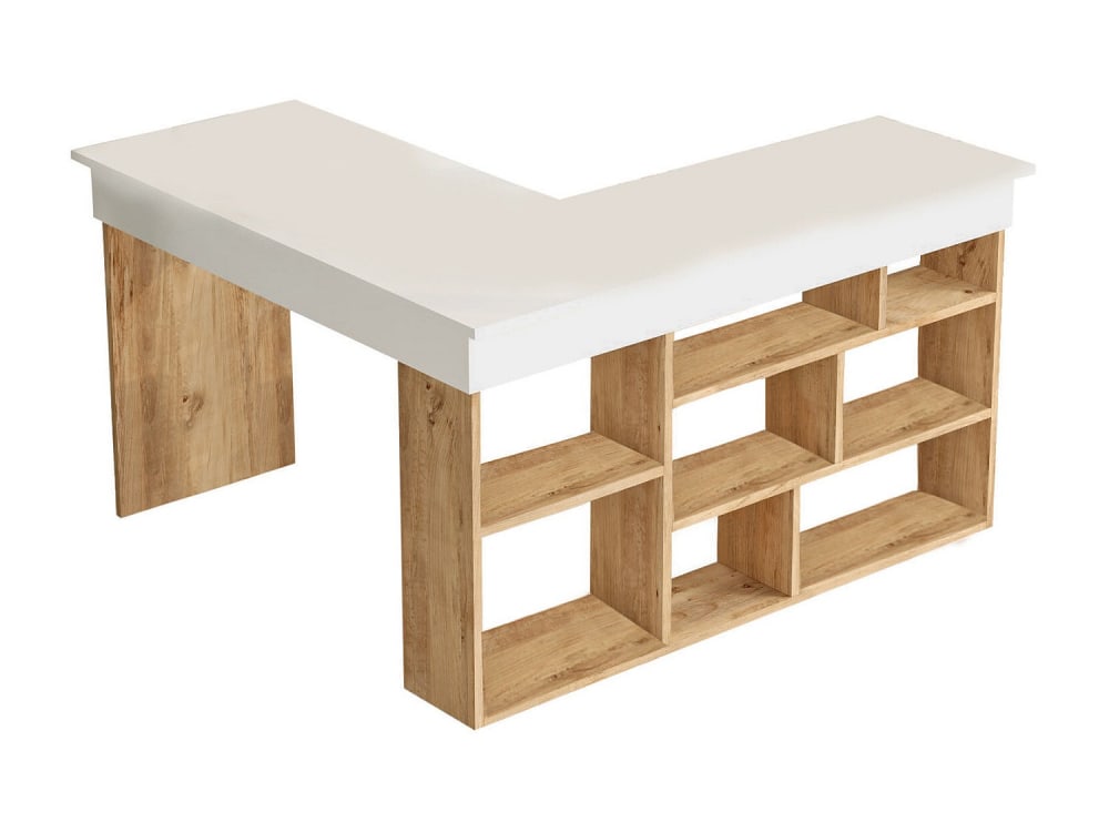 Schreibtisch mit Regalen in Holzoptik und Weiß, L 180 cm -