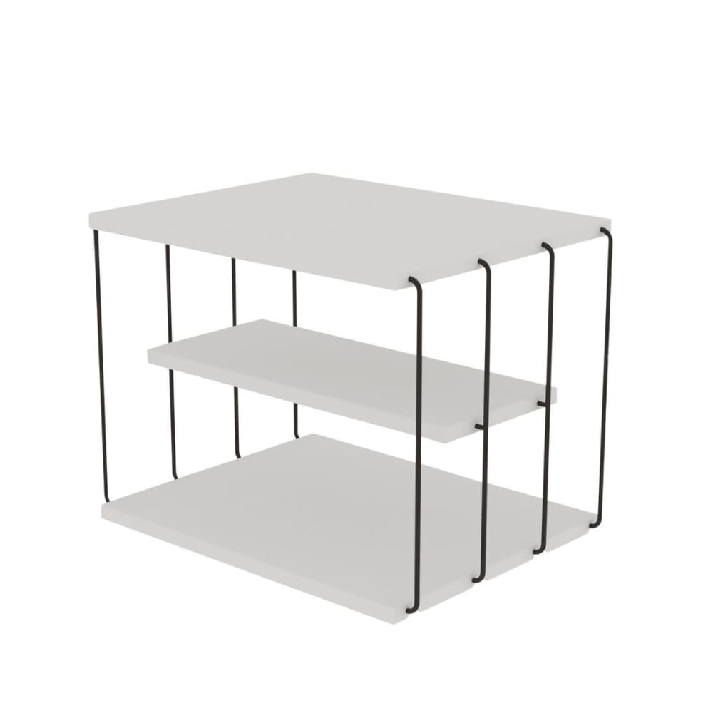 Calicosy Table de chevet multiniveaux l50 cm - blanc et noir style contemporain - Panneau De Particules