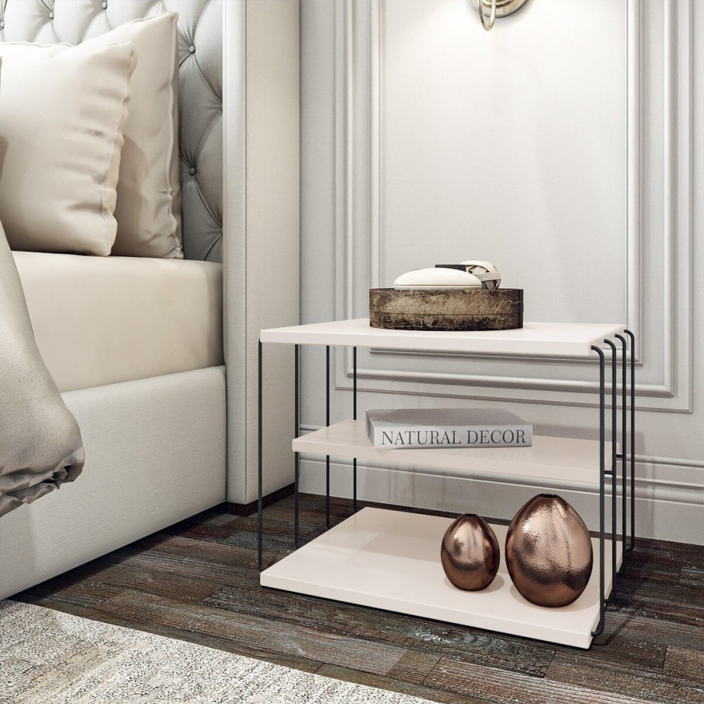 Table de chevet multiniveaux l50 cm - blanc et noir - Maisons du Monde