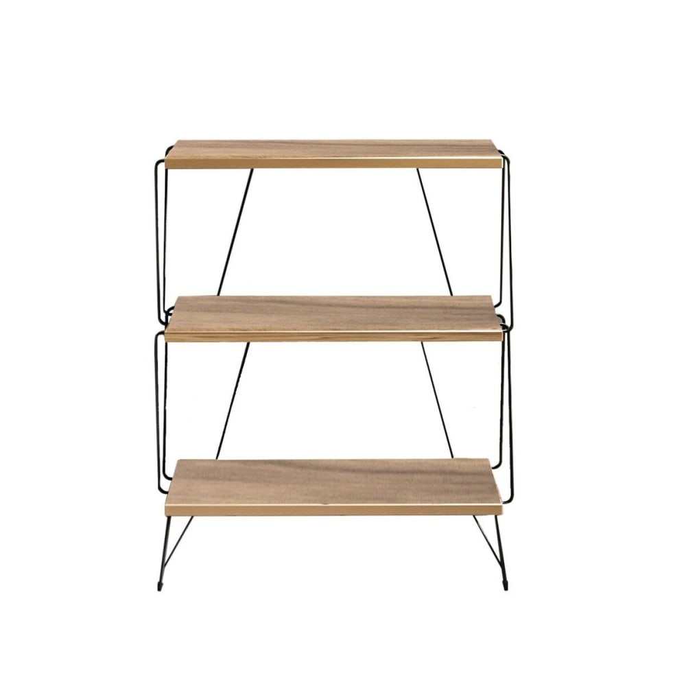 Calicosy Etagère 3 niveaux avec structure en métal H76 cm - Effet Bois clair style contemporain Beige Panneau De Particules - 46x76x30cm