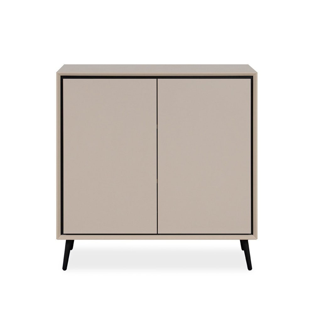 Commode 2 portes pieds en résine L90 cm - Taupe et Noir
