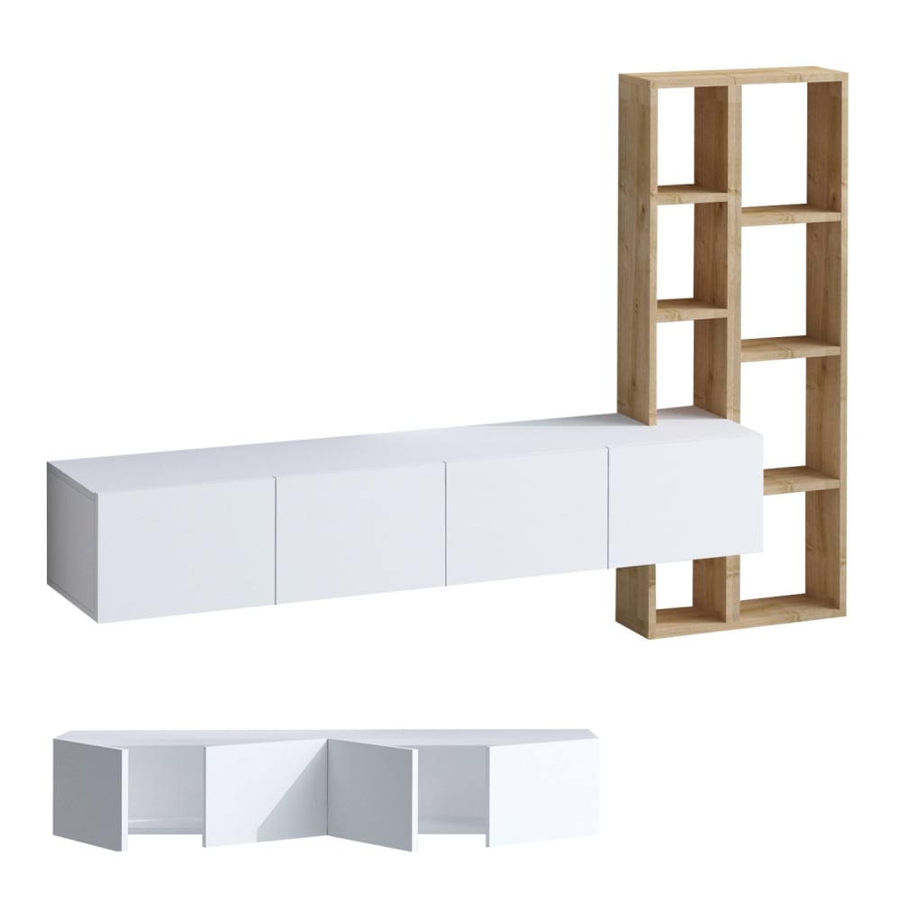 Meuble TV en bois blanc 182 x 32 x 25 cm