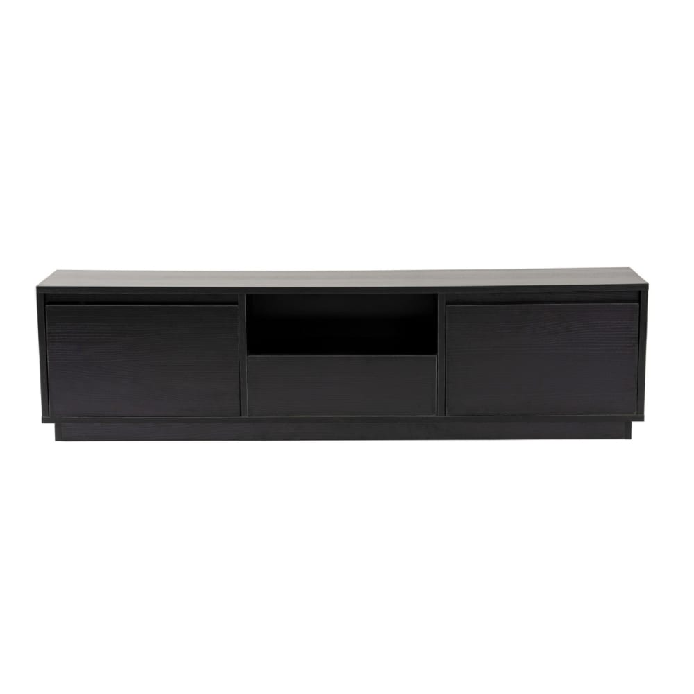 Meuble TV 3 portes rabattables L160 cm - Effet Bois noir