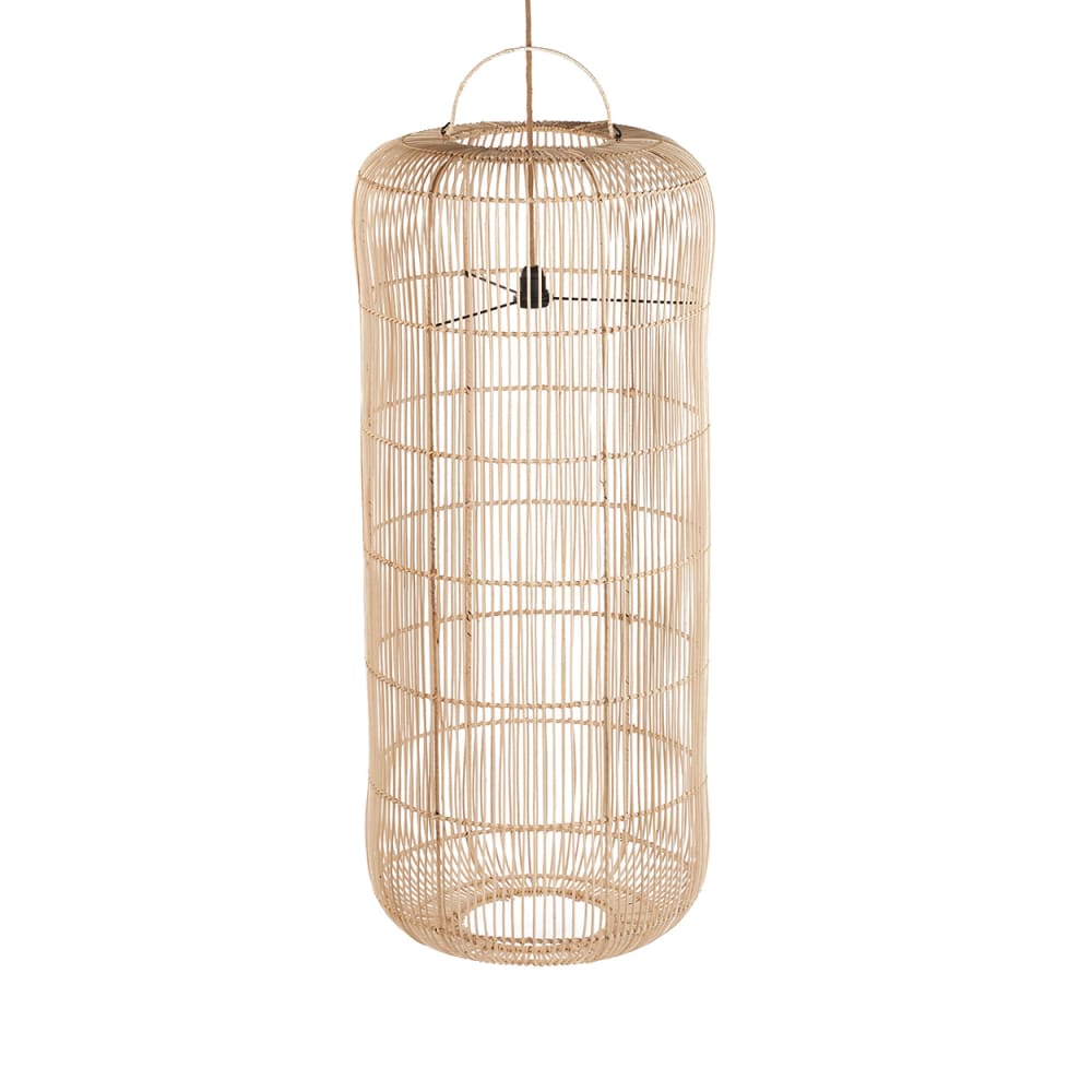 Bazar Bizar Pendelleuchte aus rattan in braun, 50x50x120cm style seaside Beige