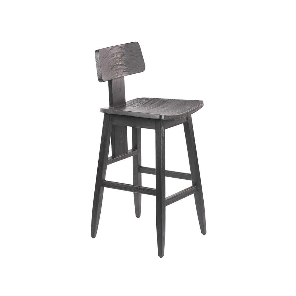 Tabouret de bar bois de teck noir 51x47x109cm