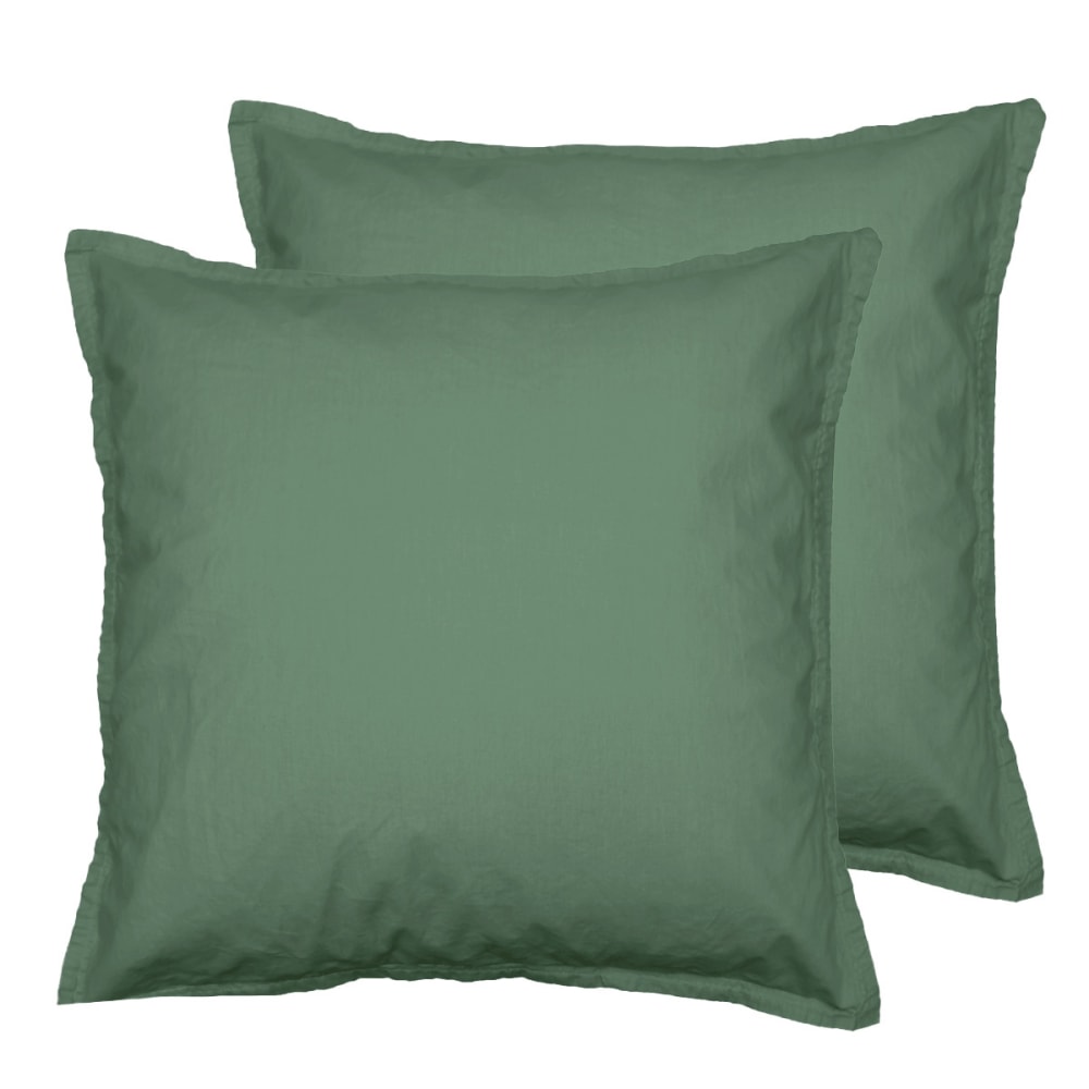 Sensei Maison Llot de 2 taies d'oreiller en coton lichen 65x65 cm Vert Certifié Oeko-Tex