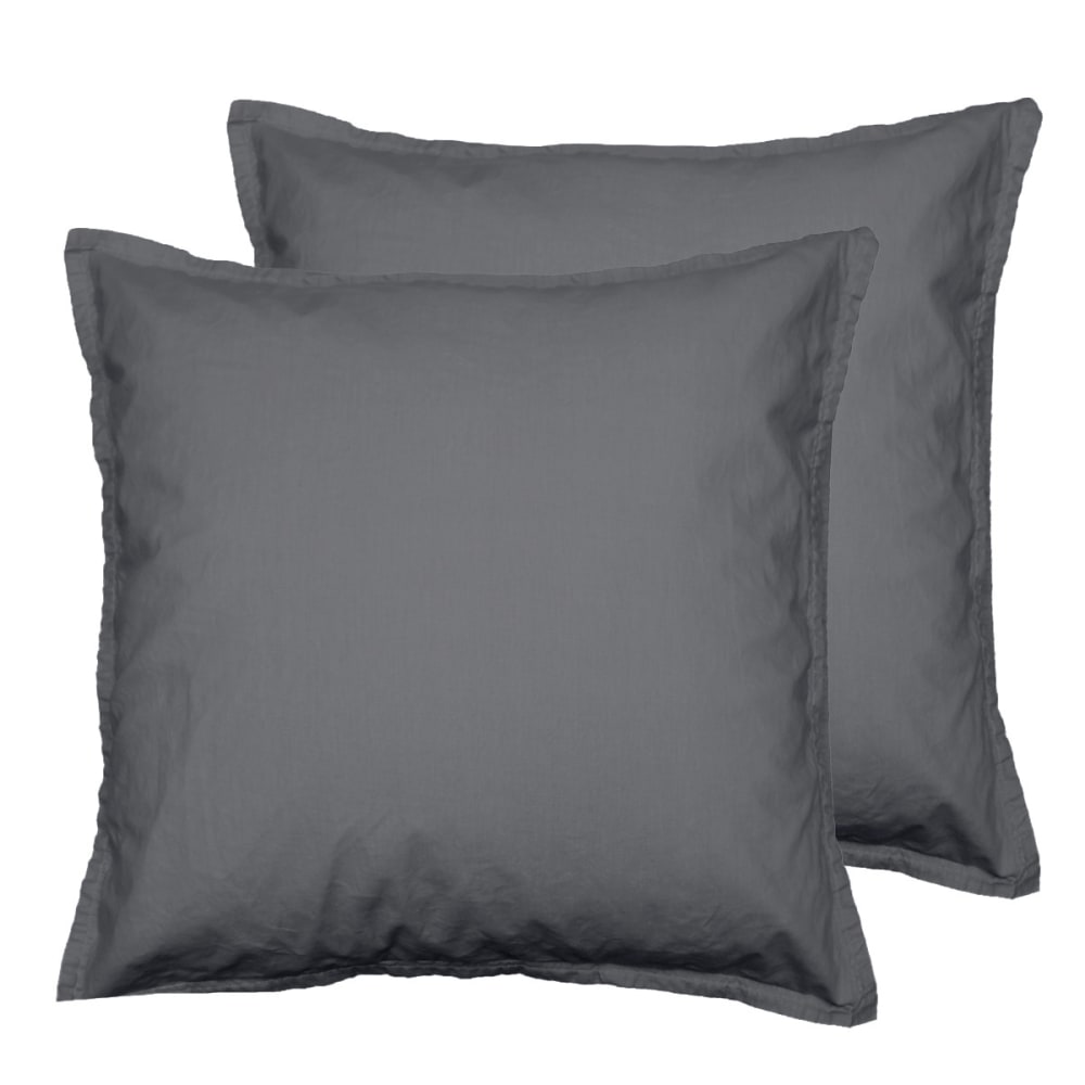 Lot de 2 taies d'oreiller en coton  anthracite 65x65 cm