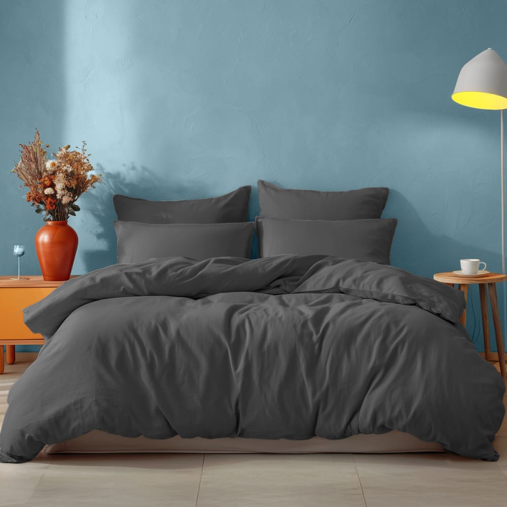 Hhousse de couette en coton anthracite 200x200 cm