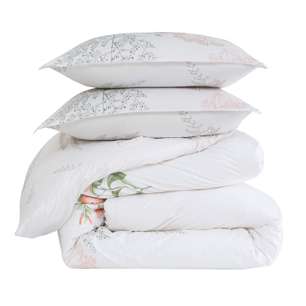 Housse de couette en percale de coton blanc motif rouge 140x200 cm — vue 3