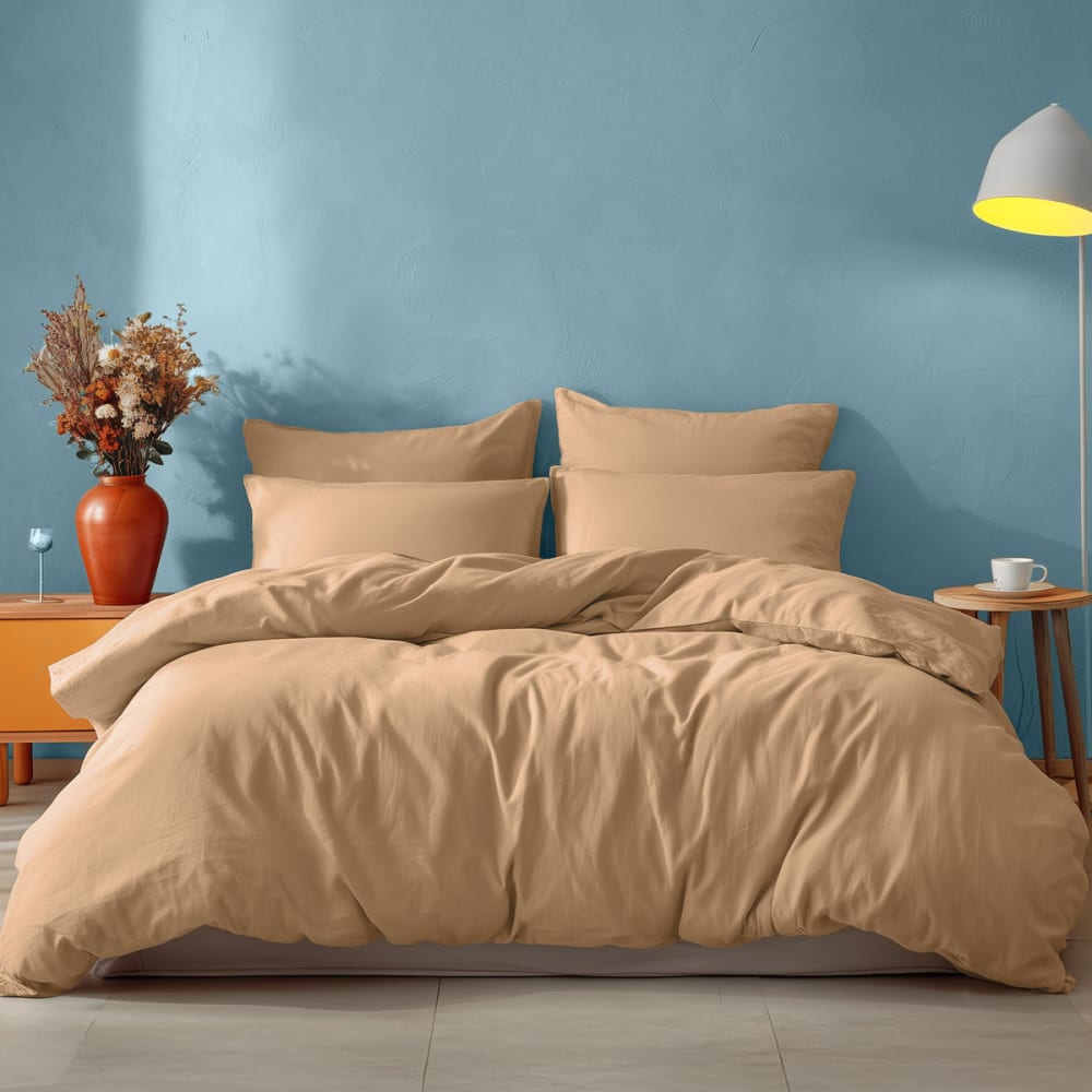 Hhousse de couette en coton moka 240x220 cm